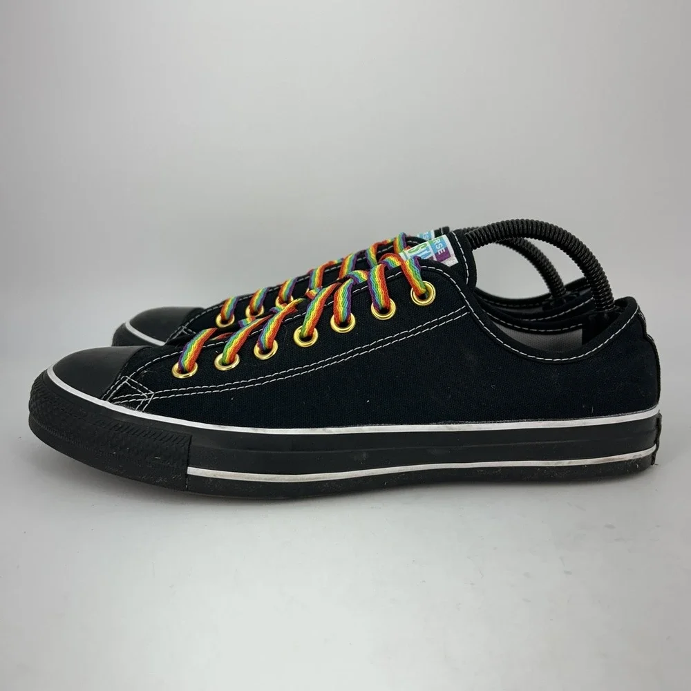 Converse All Star Shoes Mens Size 9 Black Rainbow Pride Low Top Lace Up Sneakers - Picture 7 of 14